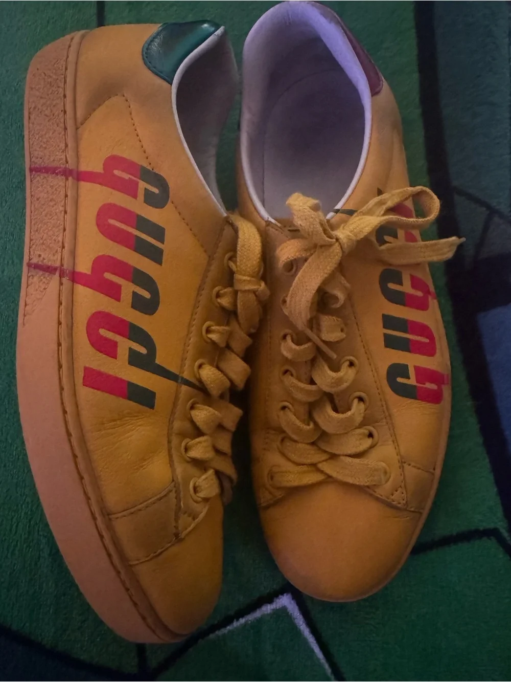 Gucci ACE Yellow Men's/Ladies sneakers. Fits like Men's US 7 1/2, Ladies 9 1/2